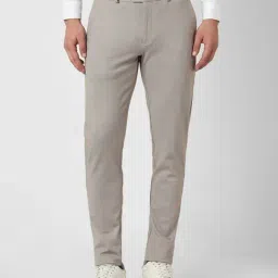 Peter England Grey Slim Fit Textured Trousers-image-44