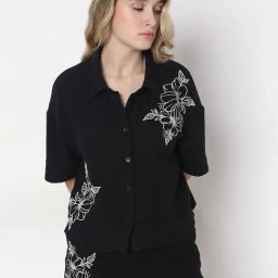 Vero Moda Black Cotton Regular Fit Shirt-image-42