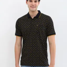 Allen Solly Black Cotton Regular Fit Printed Polo T-Shirt-picture-46