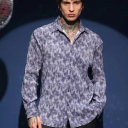 Campus Sutra Blue Corduroy Regular Fit Textured Shirt-image-49