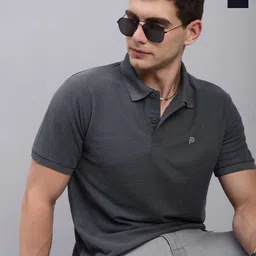 LUX PARKER Men Pack of 2 Solid Polo Collar Cotton T-shirts-image-84