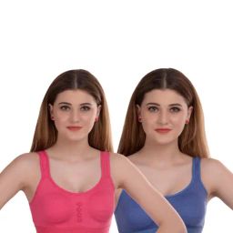 AROUSY Pink & Blue Cotton Beginner's Bra - Pack Of 2-picture-24