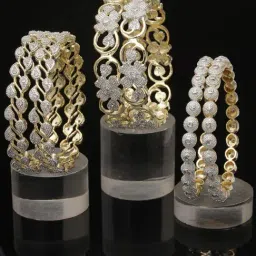 Zeneme Gold Plated American Diamond Studded Bangles for Women Set of 6-image-5