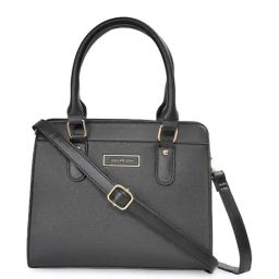 Sugarush Elijaha Black PU Solid Handbag-17