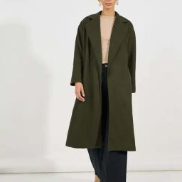 Styli Green Plain Coat With Belt-40