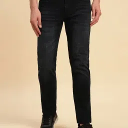 Cantabil Dark Blue Regular Fit Solid Denim Jeans-picture-18