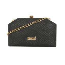 Enoki Black Shimmer Medium Clutch-image-4