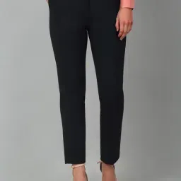 Cantabil Navy Cotton Lycra  Regular Fit Mid Rise Trousers-image-73