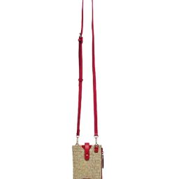 Hie Beige & Red Textured Medium Sling Handbag-43