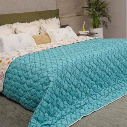 Urban Space Geometric Blue 400 GSM Microfibre Single Reversible Comforter-21
