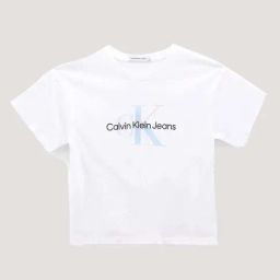 Calvin Klein Girls Bright White Brand Graphic Print T-Shirt-picture-44
