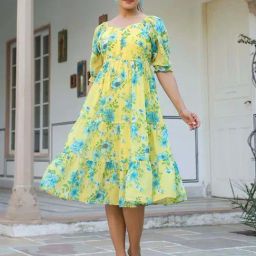 Janasya Blue Floral Dress-picture-14