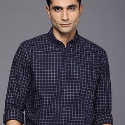 Louis Philippe Jeans Pure Cotton Slim Fit Grid Tattersall Checks Casual Shirt-image-96