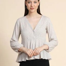 KERI PERRY Beige Floral Print Top-picture-13