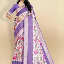 A.G.M.G FASHION Floral Brasso Fusion Saree-image-94