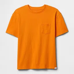 GAP Kids Boys Drop-Shoulder Sleeves Pocket Pure Cotton T-Shirt-image-3