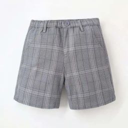 Cherry Crumble By Nitt Hyman Kids Grey Cotton Chequered Shorts-image-30