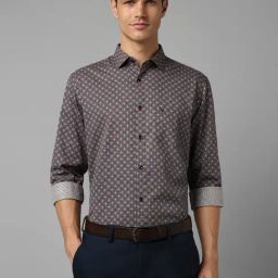 Allen Solly Brown Cotton Slim Fit Printed Shirt-image-73
