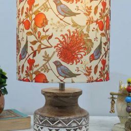 Homesake Multicolor Wood Pot-Shaped Table Lamp With Fabric Shade image 2