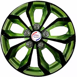Auto Pearl BlkGn52 R15 381 mm(15 Inch) PPress Type Wheel Hubcap with Retention Ring Glossy Black Green Wheel Cover for Tata Zest (Set of 4)-image-71