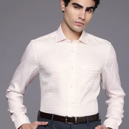 Louis Philippe Men Classic Checked Pure Cotton Formal Shirt-picture-2