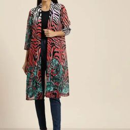 Qurvii Multicolor Printed Shrug-image-98