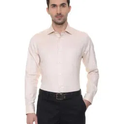 Louis Philippe Beige Cotton Regular Fit Self Pattern Formal Shirt-image-74