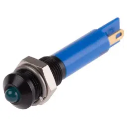 RS PRO Blue Panel Mount Indicator 12V DC, Mounting Hole Size 6 mm, Termination Type Solder Tab, Model No 206750-10
