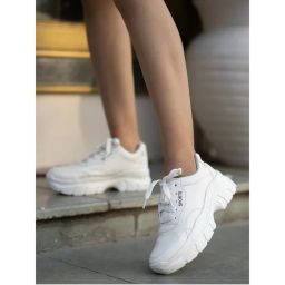 Shoetopia Women White Solid Walking Shoes-picture-5