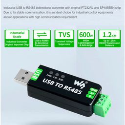 spiffysky Industrial USB to RS485 Converter Adapter | RS485 to USB | RS 485 Converter with Protection Circuits for Industrial Applications | Black with Three Pin image 5