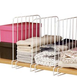 Go Hooked Coated Iron Racks Closet Shelf Organiser Shelf Partitions Shelf Separators Shelf Dividers White Durable Sturdy Space Saving Versatile Heavy Duty Efficient Compact Organize Pack of 3 image 1
