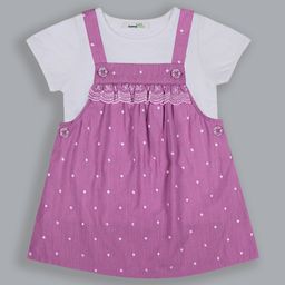 ShopperTree Short Sleeves Tee With Polka Dotted Dungaree - Pink-picture-13