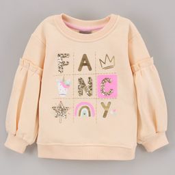 Little Kangaroos Full Sleeves Sweatshirt Foil & Glitter Print- Cream-picture-43