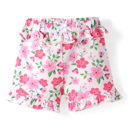 Babyhug Single Jersey Mid Thigh Length Shorts With Floral Print - White-image-25