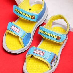 Toothless Avengers Featuring Iron Man Text Detailed Velcro Closure Sandals - Sky Blue-image-70