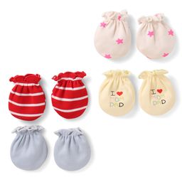 Ben Benny 100% Cotton Knit Mittens with Text & Stars Print & Stripes Pack of 4 - Multicolor-image-7