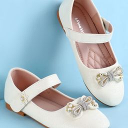 Pine Kids Velcro Closure Ballerina With Bow Applique - Beige-20