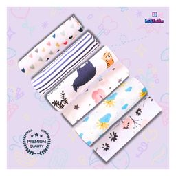 LazyToddler Premium 100% Flannel Cotton Washcloth Set of 6 (BL)-40