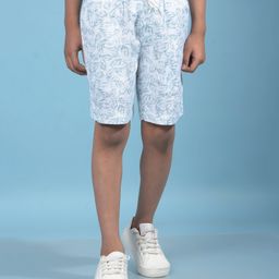 CRIMSOUNE CLUB Cotton Woven Leaves Printed Shorts - Blue-picture-20