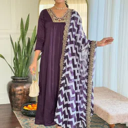 CANBIA Women Embroidered Regular Kurta with Trousers & Dupatta-picture-52