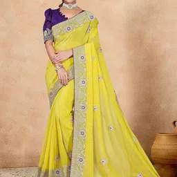 NANDKASHI Women Floral Embroidered Pure Georgette Saree-picture-46