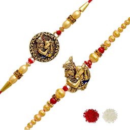 MEIRA JEWELLERY 4-Pcs Rakhi With Roli Chawal & Greeting Card-image-46