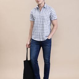 Crocodile Men Gingham Checks Opaque Checked Casual Shirt-image-16