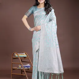 LeeliPeeri Designer Woven Design Zari Linen Blend Saree-picture-32