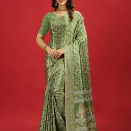 VIRENDRA TEXTILES Ethnic Motifs Printed Pure Crepe Saree-image-70