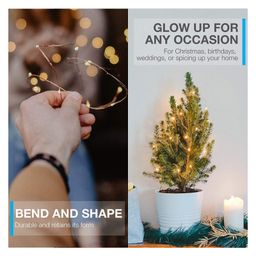 Bubble Trouble 2 Pack LED String Light with Copper Wire Decoration - Golden image 4