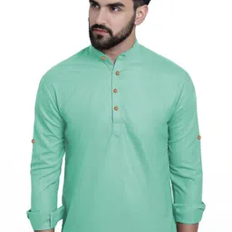 BHUVIKOO Men Lime Green Kurtas-image-98