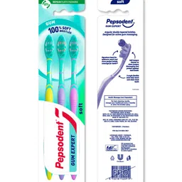 Pepsodent 3Pcs Gum Expert Toothbrush with 100% Soft Bristles for Sensitive Gums & Teeth image 1
