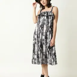 RAREISM Black Cotton Abstract Dress-picture-2
