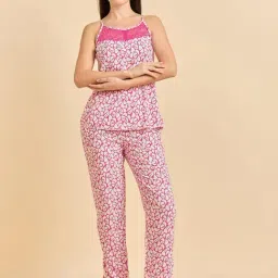 Sweet Dreams Pink Rayon Geometric Pyjama Set-picture-48